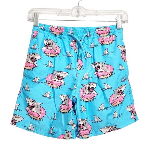 wonder nation Other - Boys Shark Donut Swim Trunks Shorts Blue Pink Lined Drawstring Size M (8)